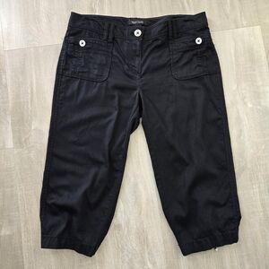 White House Black Market Black Capris with Button Detail
